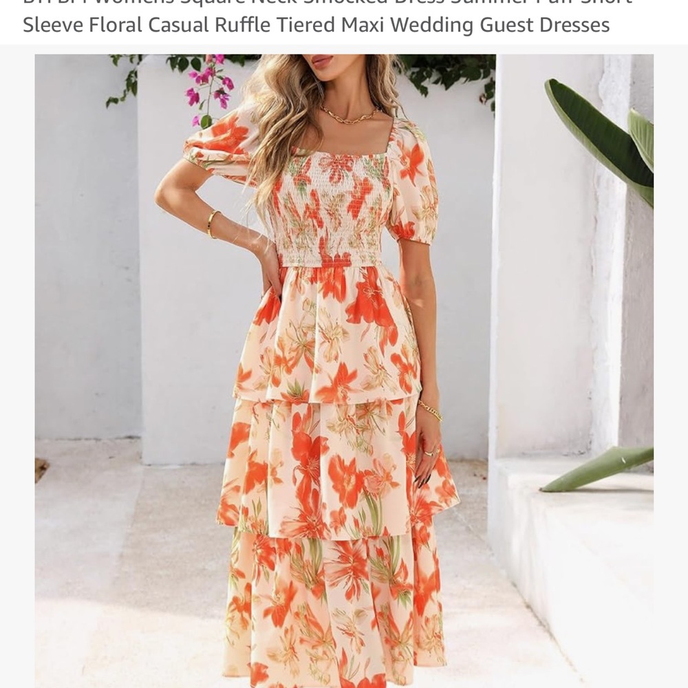 Btfbm  Floral Smocked Maxi Dress